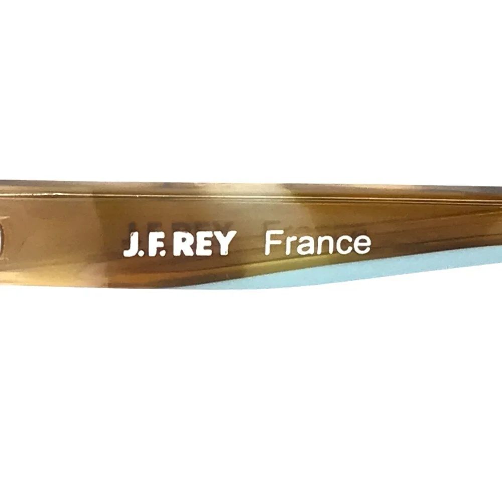 J.F. Rey Eyeglasses Frames JF1551 1222 Brown Horn Blue Asymmetrical 52-18-143